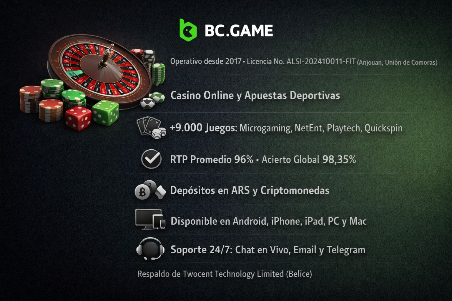 Información Oficial de BC.Game en Argentina