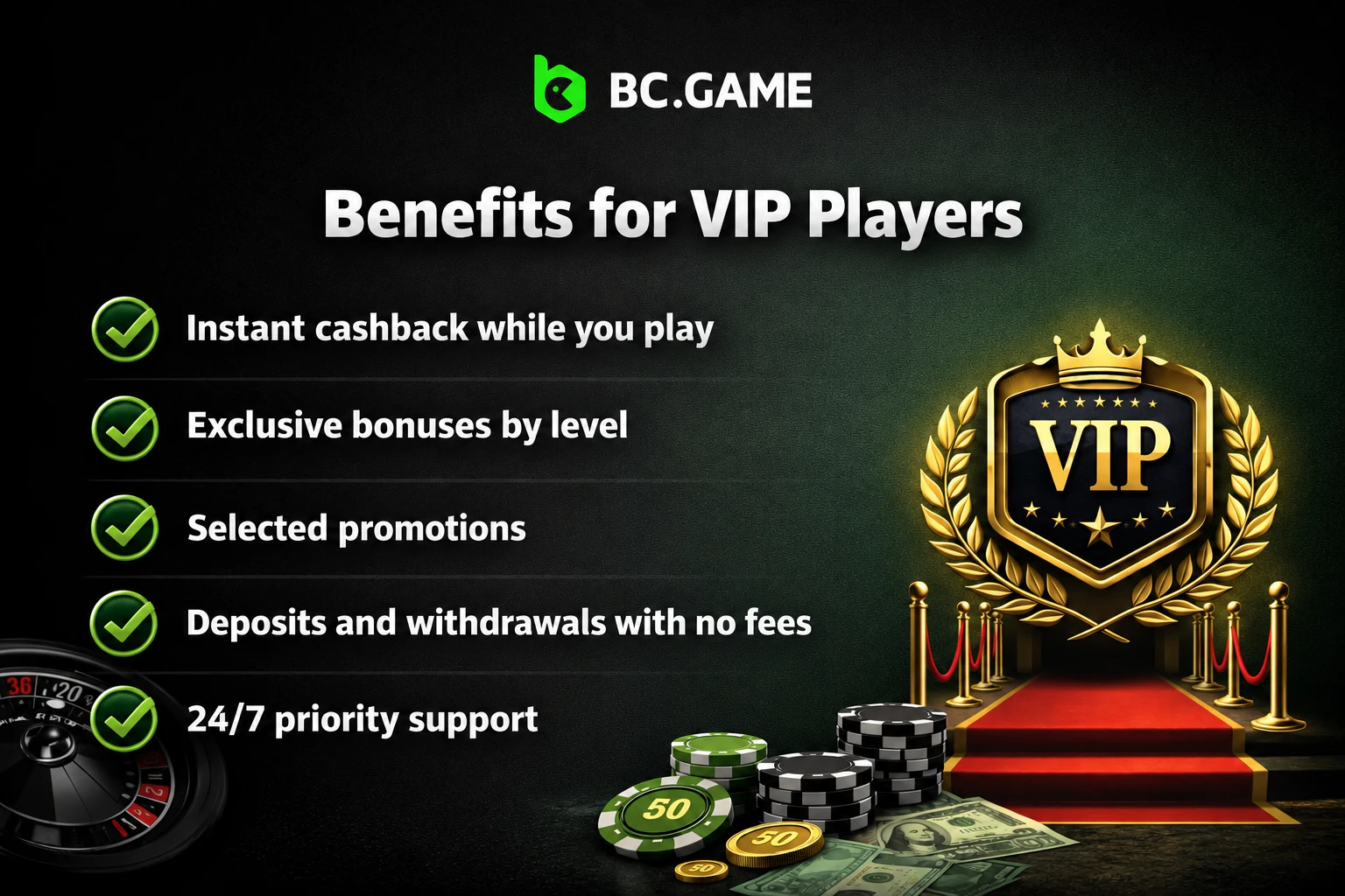 Benefits for VIP players